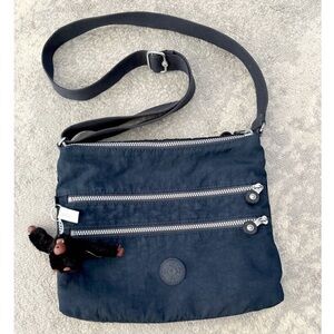 Kipling Alvar Crossbody Bag Purse Black 4 Zip Compartments 10x12